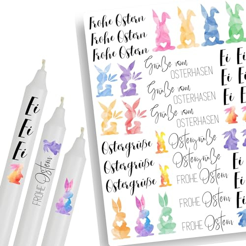 A4 Kerzentattoos Ostern 2025 | Kerzenfolie für Kerzen | Tattoo Folie Danke | Wasserschiebefolie für Stabkerzen | Osterfeuer Osterlicht Osterhase Oster Dekoration DIY