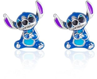 Disney Stitch - Pendientes de plata de ley 925 para mujer