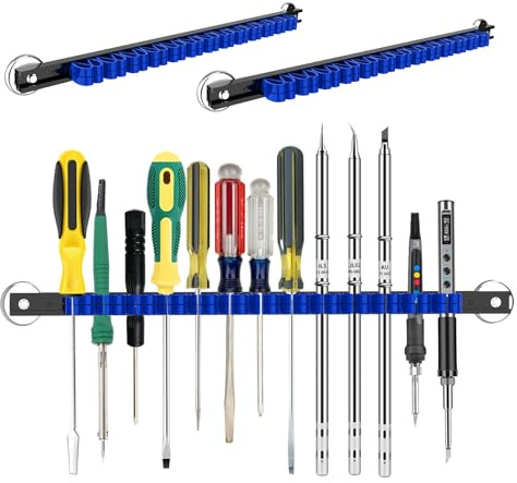 3-H Magnetic Screwdriver Holder,Magnetic Tool Holder Strip,Space Saving Tool Organizer Rack,Tool Magnet Bar for Workshop Garage Home | Fits up to 13 Screwdrivers,14 Inch(2 blue)