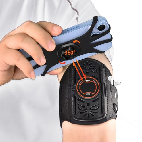 Arm Band for Phone for Running Removable,360°Rotation Suitable for iPhone 16/15/14/13/12/Pro/Pro Max/XS/X/8/7/6/,for 4.7-6.5 inch Smartphones，iPhone Arm Band for Runners for Running with Keychain and