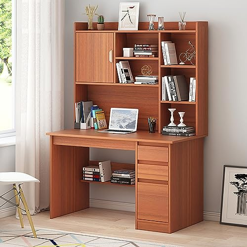 Bureau moderne avec étagère de rangement et étagère de rangement - Station de travail avec clapier - Finition noyer - 100 x 45 x 163 cm