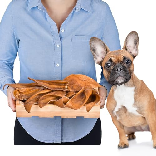 Mitad orejas de cerdo para perros 10 unidades (200 g) | Bocadillos masticables naturales de cerdo | Sin cereales y de larga duración | Orejas de cerdo secas al aire | Snack saludable para todas las