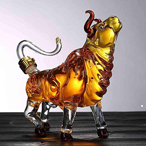 Générique Carafe à Whisky, Porte-Bouteille en Verre Borosilicate, Service à Vin Style Taureau, Cristal sans Plomb 1000 ML, Cadeau De Décoration De Table