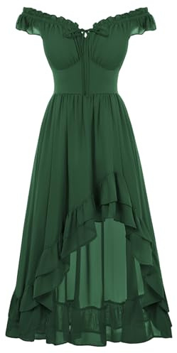 SCARLET DARKNESS Women Renaissance Dress High-Low Ruffled Hem Sleeveless V-Neck Cottagecore Dresses