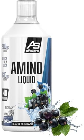 ALL STARS Amino Liquid 1L Schwarze Johannisbeere | Flüssiger Aminosäuren Komplex hochdosiert 12.000mg, mit EAAs & BCAAs, 12g Protein pro Portion, Ergänzungsmittel für Sportler