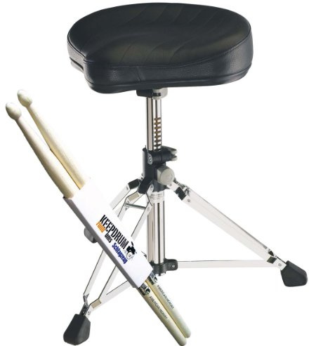 K&M 14000 Gomezz Drumhocker Lederbezug + keepdrum Drumsticks