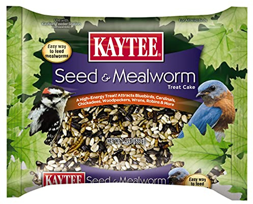 Kaytee Wild Bird Seed & Mealworm Seed Cake Food For Bluebirds, Chickadees, Woodpeckers and More, 1.4 Pound