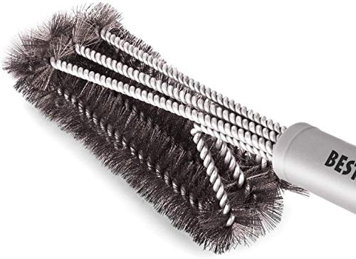 BEST Brosse de nettoyage pour barbecue en acier inoxydable 45,7 cm avec poils métalliques et poignée confortable – Parfait pour nettoyer et gratter les grilles de cuisson