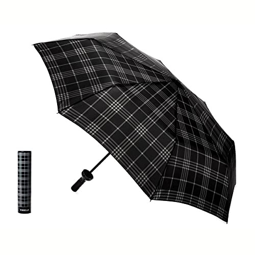 VINRELLA Wine Bottle Umbrella, Waterproof, UV Blocker, Black Plaid
