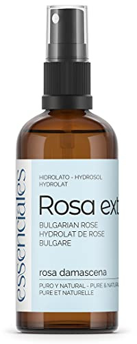 Essenciales - Hidrolato de Agua Floral de Rosa Extra BIO, 100% Pura con Certificado ECOLÓGICO, 100 ml | Hidrolato Rosa Damascena BIO