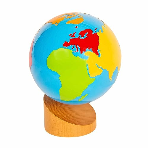 Globus mit farbigen Erdteilen, Montessori-Material | Zum Kennenlernen der Erde