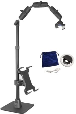 ARKON Mounts Kit Complet de Support de téléphone – Bras réglable pour téléphone Portable et Tablette avec Anneau Lumineux – Supports Professionnels pour Filmer horizontalement ou verticalement