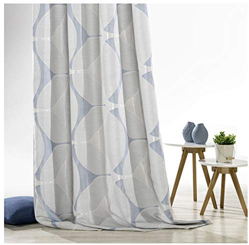 heimtexland ® Ösenschal Dekoschal Silber blau Blickdicht 245 x 140 cm Gardine modern aus hochwertigem Jacquard Gewebe Vorhang Typ560