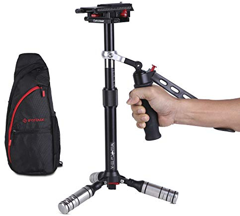 IFOOTAGE Aluminum Handheld Camera Stabilizer 20 inches Video Steadycam Stabilizer with 1/4 inch Screw Quick Release Plate Compatible for DSLR Cameras Camcorders, Up Load 6.6 lbs