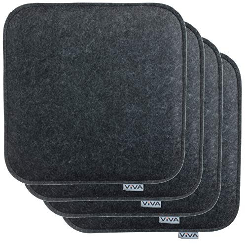 Brandsseller 4er Set Sitzkissen aus Filz 35x35x2 cm – Robuste Stuhlauflagen für innen und außen, eckiges Sitzpolster, strapazierfähiges Kissen für Stühle - Anthrazit