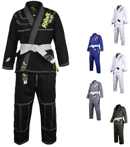 Kids Brazilian Jiu Jitsu Gi Children BJJ Gi Kimonos Lightweight Free White Belt!, Black, K000