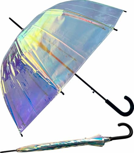 Parapluie cloche avec automatique Shiny – Transparent multicolore, multicolore, 85 cm, Parapluie cloche