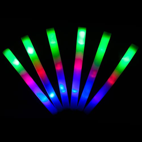 KUMUNDO - Bâtons LED, Bâtons LED pour Mariages, Bâtons Lumineux, Bâtons Lumineux pour Fêtes - Longueur 48 cm - Bâtons en Mousse Lumineux avec LED Multicolore (100 unités)