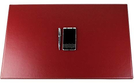 DELMON VARONE - Personalisierbare Schreibtischunterlage XXL Cambridge Top Grain Leder rot, Rutschfeste Schreibunterlage abwaschbar, Schreibtisch Unterlage geeignet als Mouse Pad, 70 x 50 cm