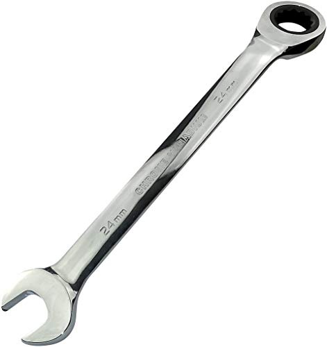 AERZETIX - Llave Plana combinada extremo abierto/Clásico 24mm - a Llave de trinquete 24mm Anillo/Ojo 12 lados - Reversible/Métrico - en CR-V - para Apriete/Ensamble - Mango Recto Pulido - C45584
