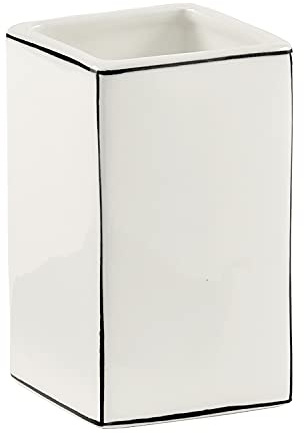 Gedy G-Lucrezia, Porta spazzolini Bagno Bianco, Porta spazzolino in Ceramica, 2 Anni di Garanzia, Design R&S, Misure 11 x 7 x 7 cm