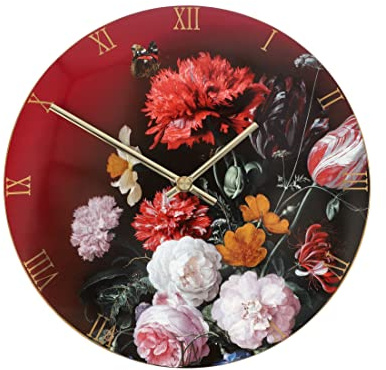 Goebel Artis Orbis Wanduhr Blumen in Vase – Porzellan Uhr nach Jan Davidsz De Heem, dekorative Design Uhr 31 cm, kunstvolle Wohnraumuhr