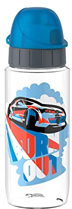 Emsa N30332 Kids Tritan Trinkflasche | Fassungsvermögen: 0,5 Liter | 100% sicher/praktisch/hygienisch/dicht/unbedenklich | cleverer Trinkverschluss | robust | Design: Racer