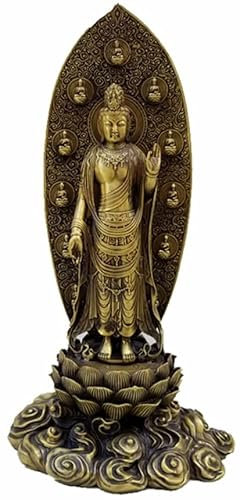 ZEELYDE Estatua de Buda,Estatua de bodhisattva de pie, Estatua de Buda decoración Elefante meditación Feng Shui Estatua Cobre artesanías Antiguas oración Budista adoración decoración colección Regal