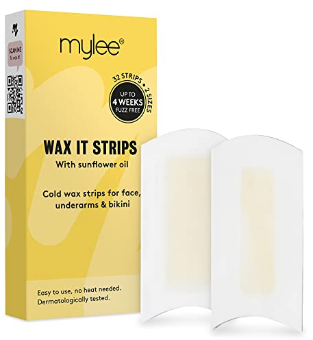 Mylee Wax It Kaltwachsstreifen zur einfachen und natürlichen Haarentfernung, 32 Kaltwachsstreifen, für Gesicht, Körper, Beine, Achseln und Bikinizone, Haarentfernungsstreifen, für alle Hauttypen