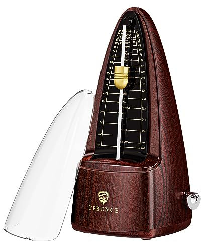 TERENCE Mechanisches Metronom für Klavier Gitarre Bass Violine Bass Metronom mit hoher Präzision Traditionelle Pyramide für Anfänger Erwachsene und Kinder Holzfarbe