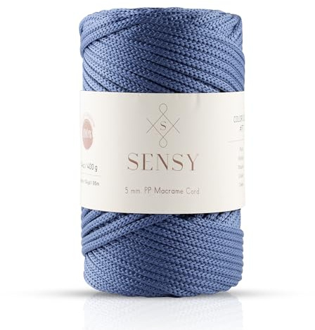 S Sensy - Jeansblau 5MM Premium Polypropylen Makramee-Kordel, 95m