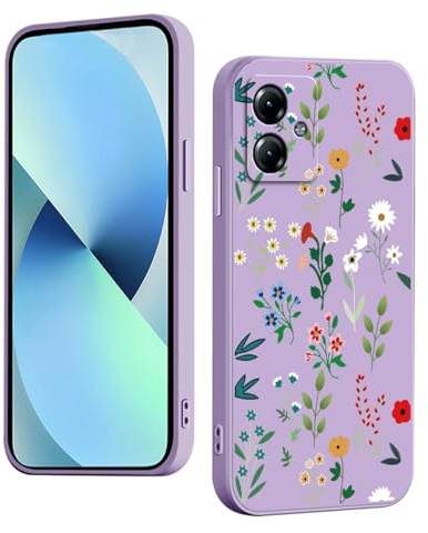 YUXING Funda para Motorola Moto G14 Silicona - Moda Lindo Patrón Diseño Delgado Carcasa, Antichoque, Antideslizante, Elegante, Protección Totaly Resistente (Floral,Purple)