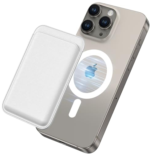 DOMAVER Magnetische Handy Kartenhalter für MagSafe Wallet, Magnetic Kreditkartenetui Handy Kartenetui kompatibel mit iPhone 16 15 14 13 12 Pro/Pro Max/Plus/Mini Series und Magnetiche Hülle,Weiß