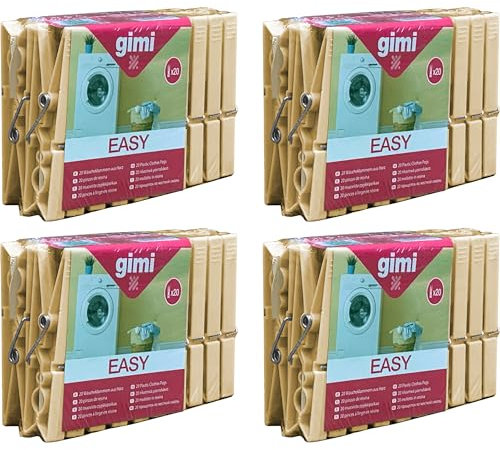Sicignano - Pinzas de plástico Easy, 20 unidades, 9 cm, con resorte, resistentes, para paños de ropa, vaqueros, ropa, ropa, fijaciones, bolsas, sujetadores, clips soportes, beige (4)