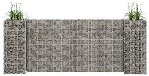 ARKEM Fioriera da Esterno, Orto Verticale Rialzato da Esterno per Balcone e Giardino, Mini Orto Rialzato per Piantine, Giardino Verticale da Esterno, Impermeabile,Gabbione Fioriera ad H in Filo di A