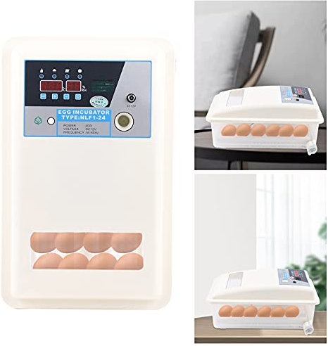 24 Eier Brutautomat Vollautomatisch Inkubator, Incubator Inkubator Brutmaschine, Vollautomatisch Hühner Brutapparat Brutgerät mit LED-Display, Temperaturkontrolle
