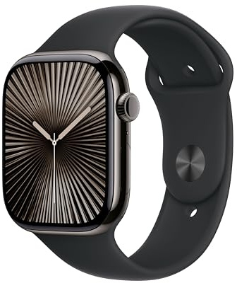 Apple Watch Series 10 GPS + Cellular 46mm Boîtier en Titane Ardoise avec Bracelet Sport Noir M L