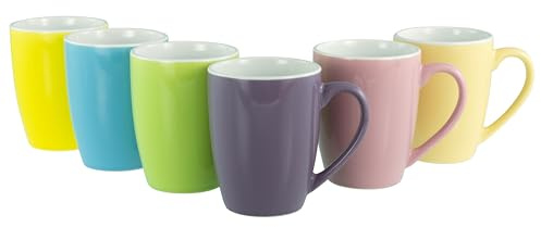 CreaTable, 23999, Serie Universal Kaffeebecher Bunt Bicolor, 6-teiliges Geschirrset für 6 Personen, Kaffeebecher aus Steinzeug, spülmaschinen- und mikrowellengeeignet, Qualitätsproduktion