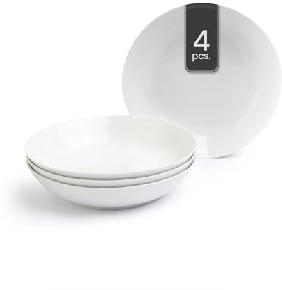 Home4You Suppenteller 4er Set Tiefteller Salatteller - Porzellan - Weiß - Ø 20 cm