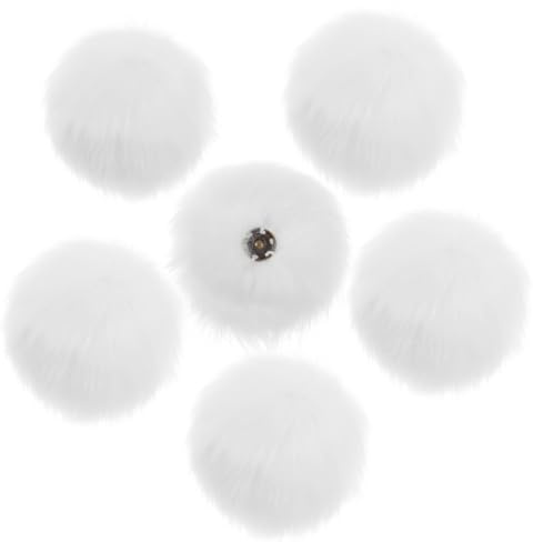 6 Pcs Faux Fur Pom Poms Detachable White Pom Poms with Snap Christmas Fluffy Pom Pom Balls for Knitting Hats Shoes Scarves Bag Key Chain DIY Handmade Accessories (4.3Inch/11cm)
