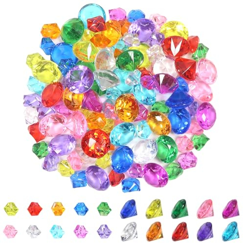 TOAOB 100 Stück Deko Diamanten Groß 20 mm 14 mm Acryl Kristalle Bunte Diamantkristalle Dekosteine Tischdeko Diamanten Streudeko Hochzeit Dekoration