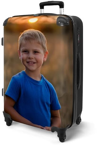 NoBoringSuitcases.com® Reisekoffer 67cm 72L Personalisiert - Großer Hartschalenkoffer mit Rollen, Leichtgewicht Trolley, Koffer Groß für 20kg Gepäck mit Eigenem Design, Koffer für Flugzeug, Kinder
