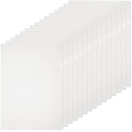 PATIKIL A4 plastmappar, 15-pack genomskinliga mappar l typ projektfickor pappersdokumentjacka omslag l formad transparent för dokument plast kontorsfil, 22 x 31 cm, vit