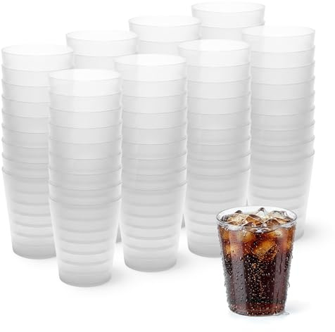 Maxi Products - 525 Vasos Cubata Anchos Plástico Reutilizables Transparente - 480 cc - Vasos Reciclables - Plástico Flexible Irrompible - Fiestas, Eventos y Celebraciones - VASO CUBATA ANCHO