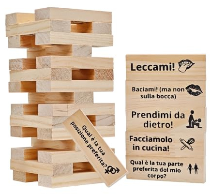Sternstunde Holz Stapelturm Spiel, 48 Holzblöcke, Wahrheit oder Pflicht Spiel mit Fragen und Herausforderungen