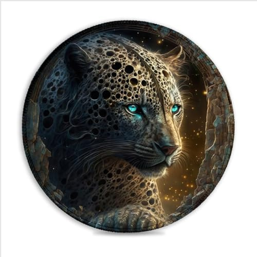 CHTXD Alfombrilla de ratón para videojuegos Celestial Tige (25 x 25) cm, redonda, borde de escritorio, base antideslizante, compatible con ratón láser y óptico