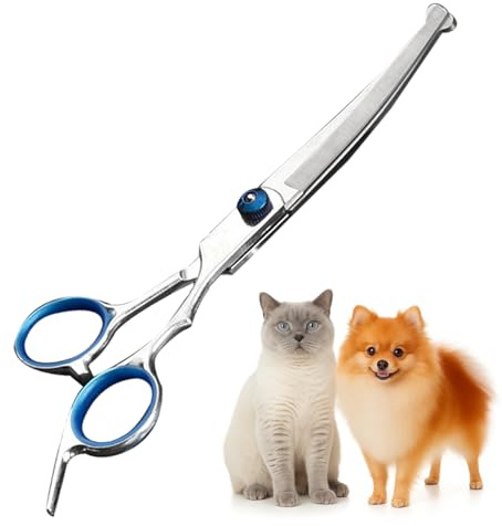 keyxer Professionelle Hundepflegeschere aus Edelstahl, Hundepflegeschere mit runden Sicherheitsspitzen, ergonomisch gebogenem Griff, ideal für die Gesichts- und Körperpflege