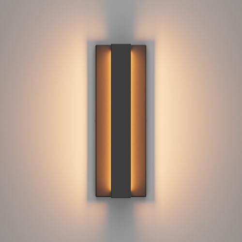 Klighten 16W LED Wandleuchte Innen, Modern Wandlampe innen aus Aluminium + Edelstahl Für Wohnzimmer, Schlafzimmer, Flur, Balkon, Treppenhaus, Warmweiß 3000K, Schwarz
