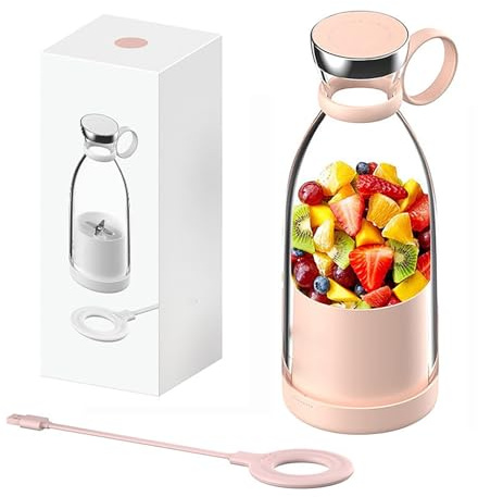 KACBFEE Blender Portable pour jus et Smoothies, Lames en Acier Inoxydable, Rechargeable par USB, Compact et Silencieux, idéal pour Les Voyages, la Cuisine et la Salle de Sport