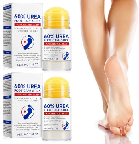GXGM 2 Pièces Urea Cream 60%,Applicable à Crème Pieds Très Secs et Abîmés, Baton Baume Pour Pieds, Crème de Réparation de Talons Fissurés, Hydrate et Adoucit les Pieds Secs,Unisexe